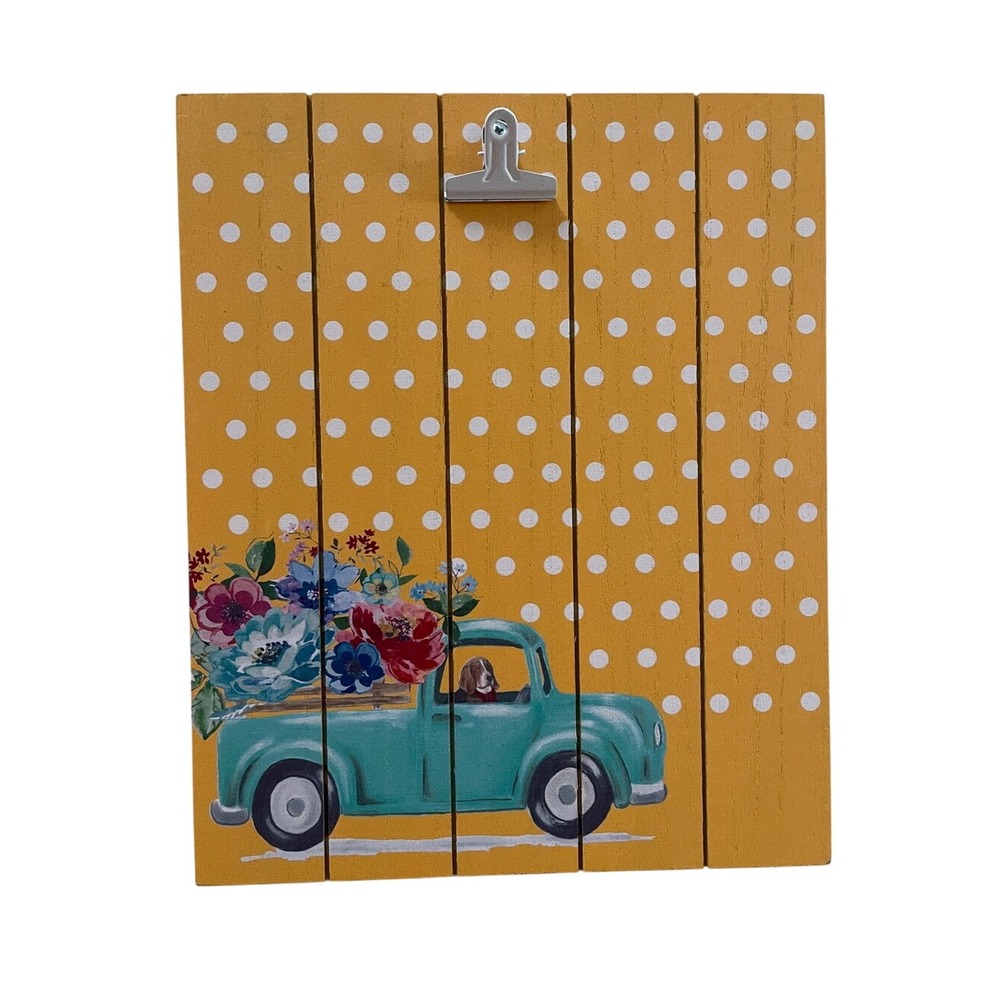 The Pioneer Woman Wood Dog floral Photo Wall Hanging Easel